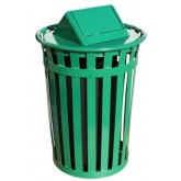 WITT Oakley Collection Outdoor Waste Receptacle with Swing Top - 36 Gallon, Green
